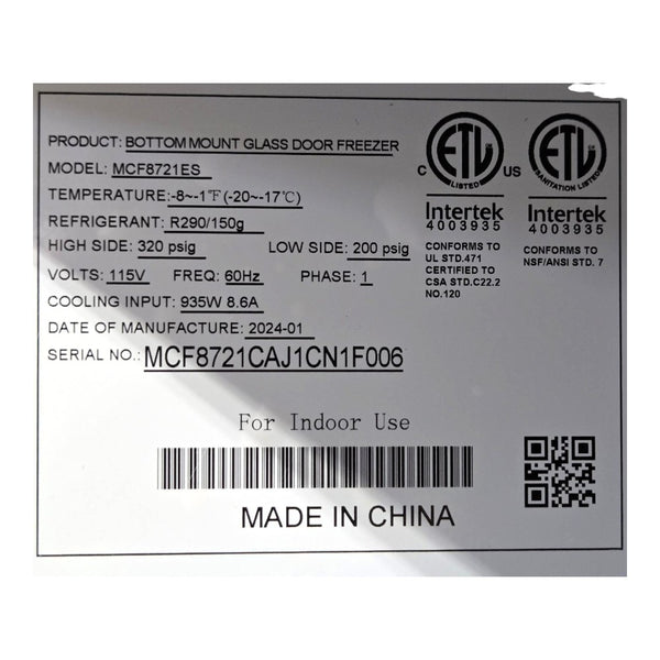 Atosa MCF8721ES Upright Freezer - 2 Glass Door