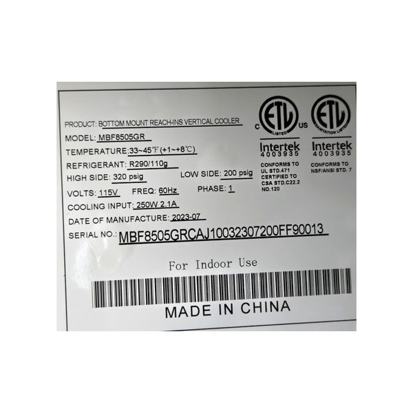 Atosa MBF8505GR Upright Refrigerator - Single door