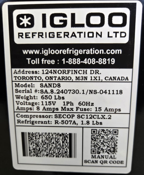 Igloo SAND8 Refrigerated Display Case