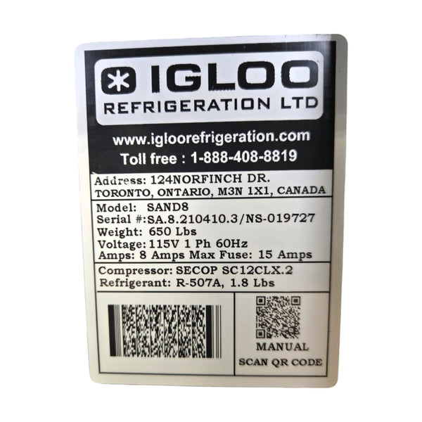 Igloo SAND8 Refrigerated Display Case