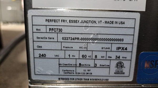Perfect Fry PFC730 Countertop Ventless Fryer - Fire suspension system required (not included)