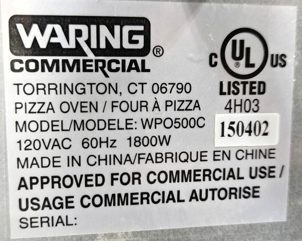 Waring WPO500C Single-Deck Pizza Oven - Never Used