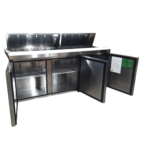Atosa MSF8304GR Refrigerated Megatop Prep Table - 3 Solid Doors - 72 Inch