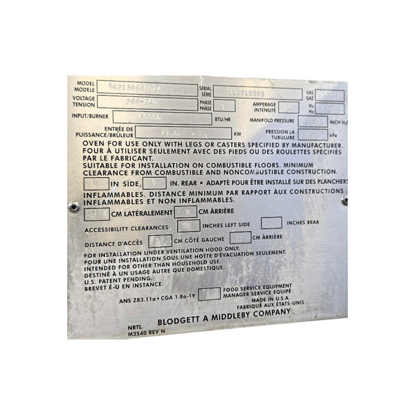 Blodgett SG2136G00024 Double Stacked Pizza Oven - Nat Gas