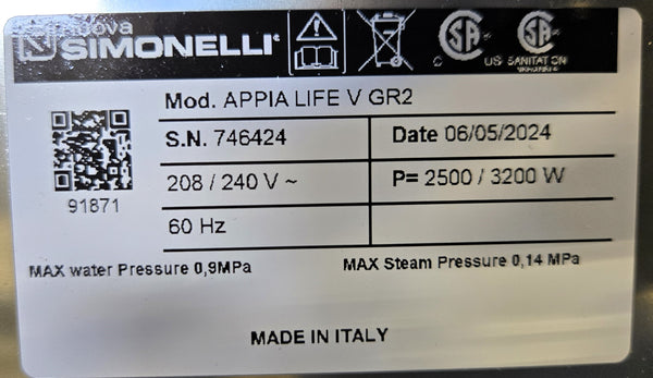 Nuova Simonelli Appia Life Coffee Machine- 2 Group