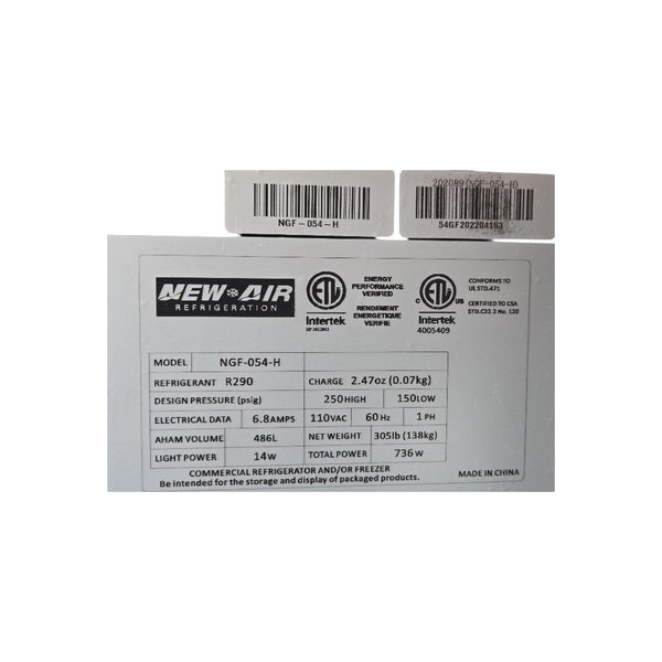New Air NGF-054-H Freezer - Cosmetic Damage