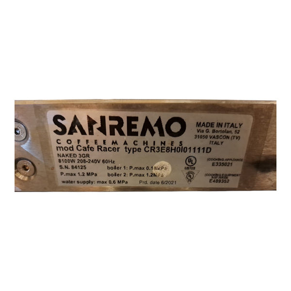 Sanremo Cafe Racer Espresso Machine - 3 Group