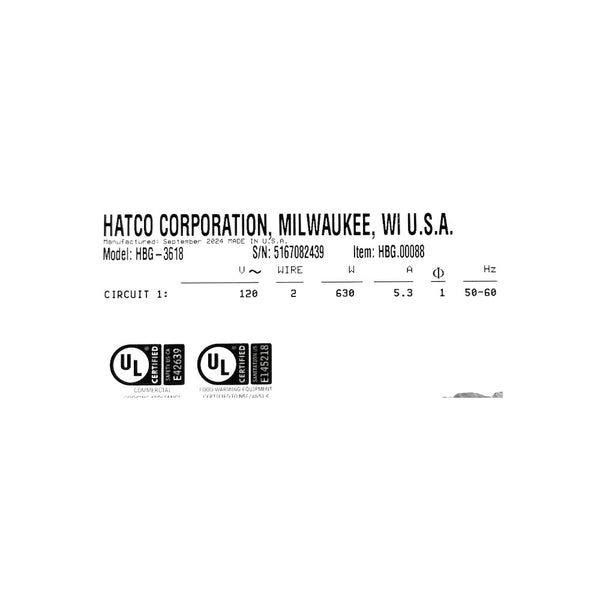 Hatco HBG-3618 Food Warmer