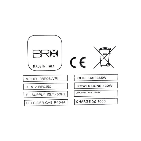 BRX Joy 3BPO8JVRI 8 Pan Gelato Cabinet