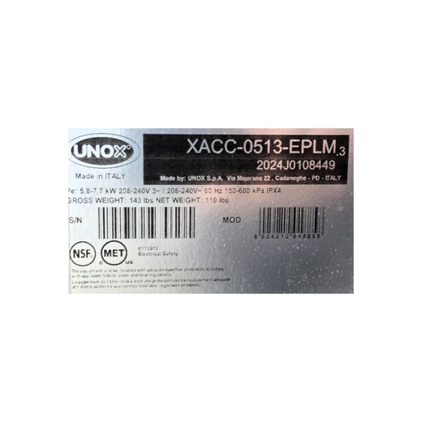 Unox XACC-0513-EPLM.3 / XACHC-HC13 Combi Oven with Ventless Hood and Stand