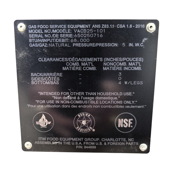 Vulcan VACB25-101 Charbroiler - Natural Gas