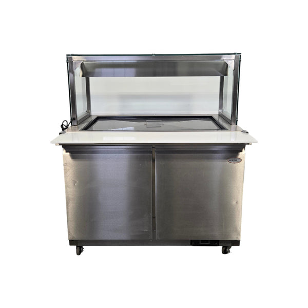North Air NA-S48 Refrigerated Prep Table - 2 Solid Door - Lighted - Sneeze Guard - 48 Inch