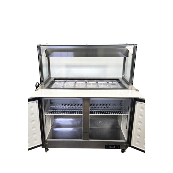North Air NA-S48 Refrigerated Prep Table - 2 Solid Door - Lighted - Sneeze Guard - 48 Inch