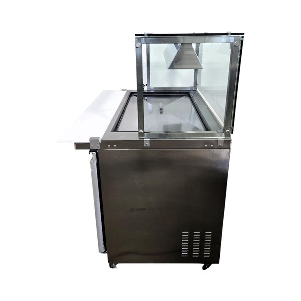 North Air NA-S48 Refrigerated Prep Table - 2 Solid Door - Lighted - Sneeze Guard - 48 Inch
