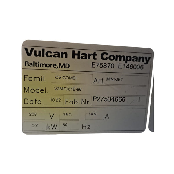 Vulcan V2MF061E-86 Combi Oven - Mini Jet