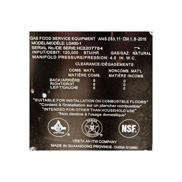 Vulcan LG400-1 Fryer - Natural Gas