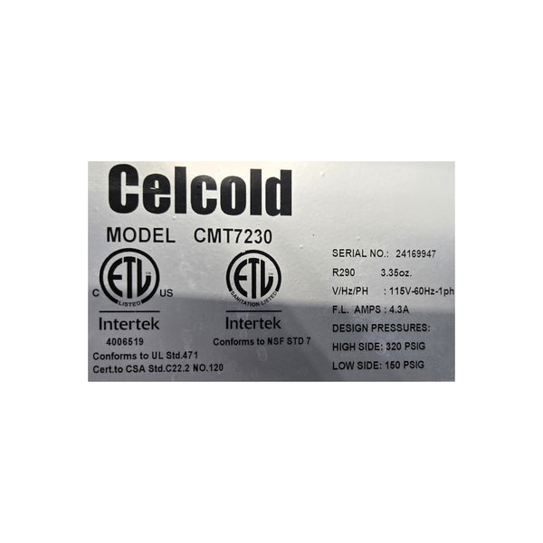 Celcold CMT7230 Megatop Refrigerated Prep Table - 3 Solid Door with Double Overshelf and Heat Lamp - 72 Inch