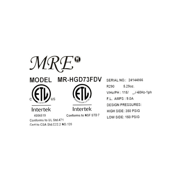 Marcos Restaurant Equipment MR-HGD73FDV Merchandising Freezer - 3 Glass Door