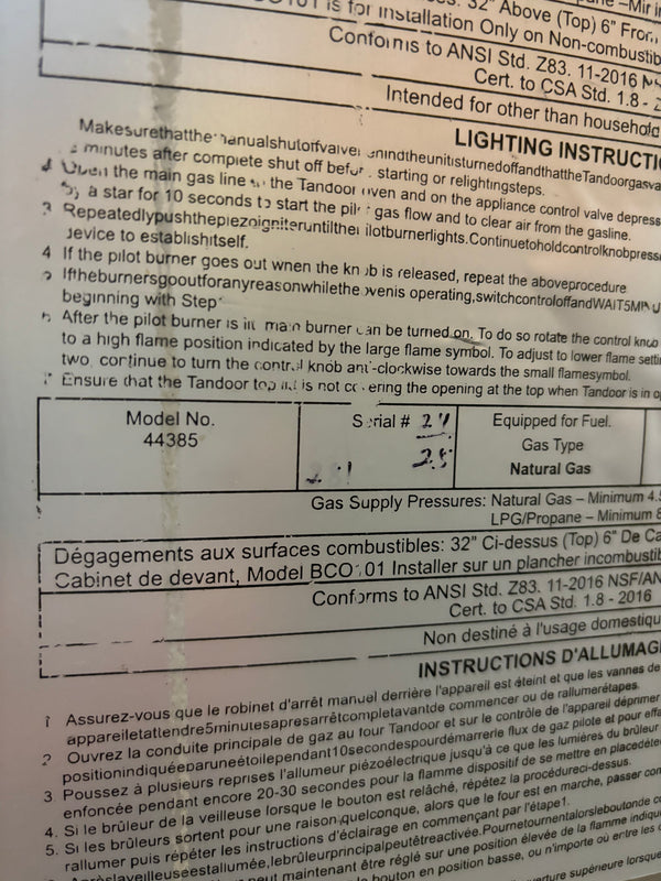Omcan 44385 Tandoor Oven - Natural Gas
