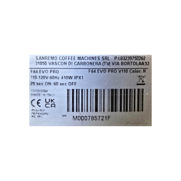 San Remo F64 EVO PRO Grinder