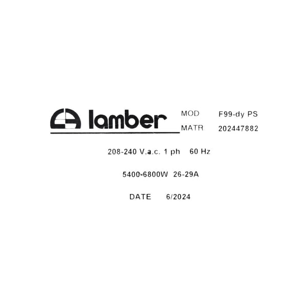 Lamber F99EKDPS Undercounter Dishwasher
