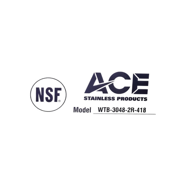 Ace WTB-3048-2R418 SS Work Table with Backsplash