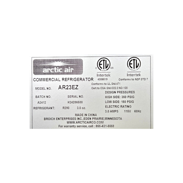 Arctic Air AR23EZ Refrigerator - 1 Door