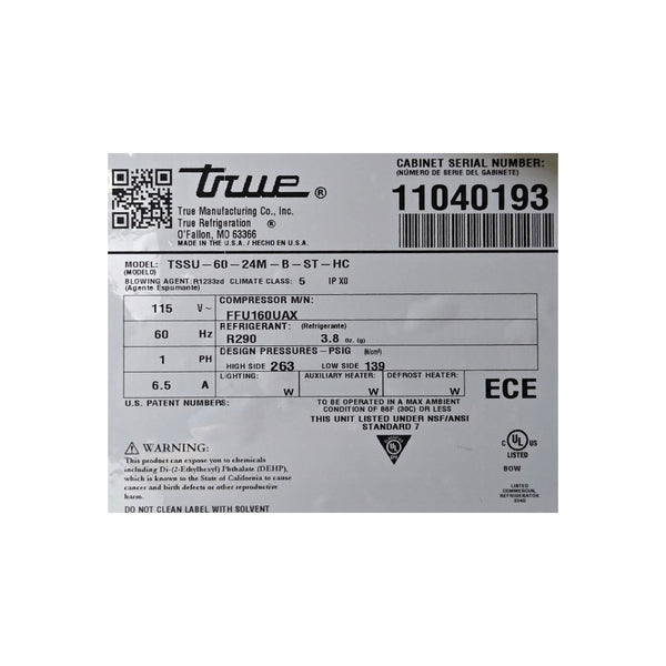 TRUE TSSU-60-24M-B-ST-HC Megatop Prep Table - 2 Solid Door - 60 Inch