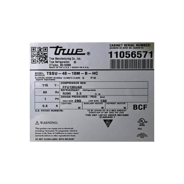 TRUE TSSU-48-18M-B-HC Megatop Prep Table - 2 Solid Door - 48 Inch