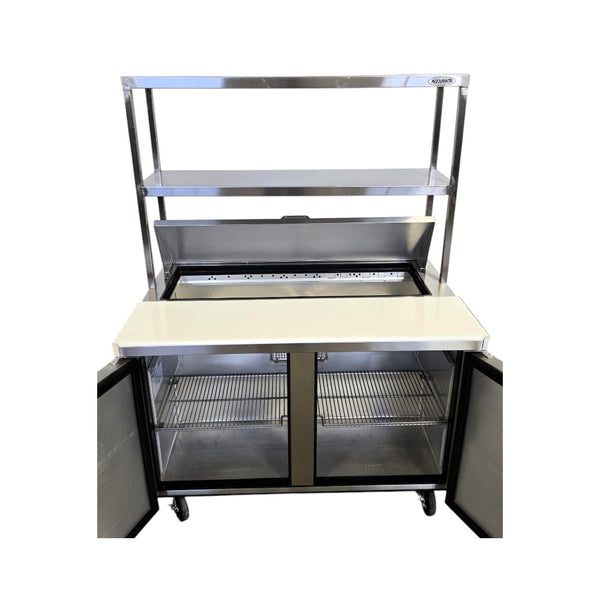 TRUE TSSU-48-12-HC Refrigerated Prep Table with Double Overshelf - 2 Solid Door - 48 Inch