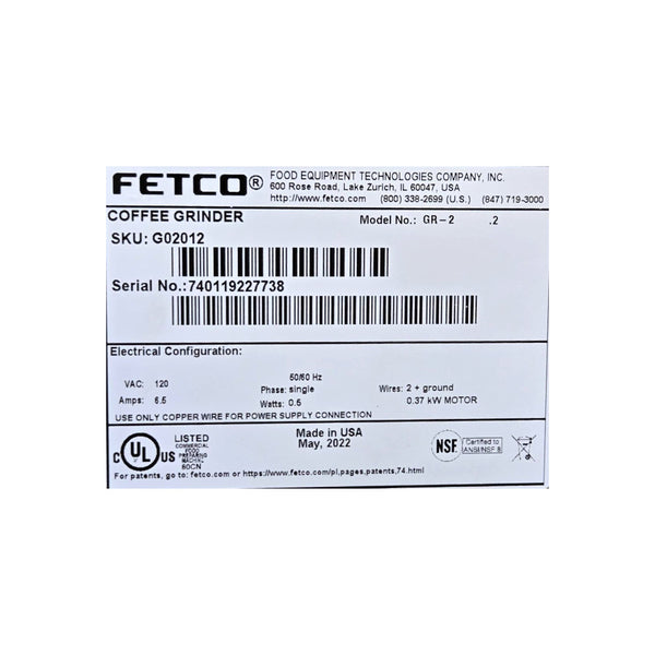 Fetco GR-2.2 Portion Controlled Coffee Grinder - Dual Hopper