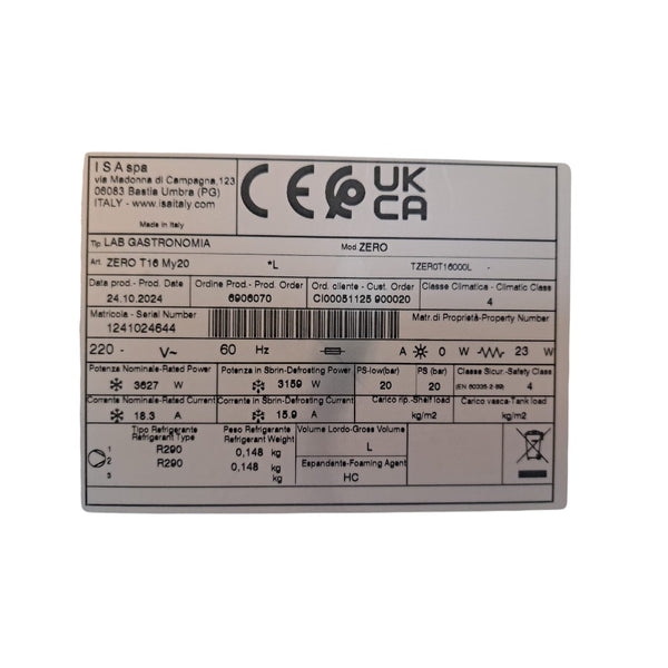 ISA Zero T16 Blast Freezer