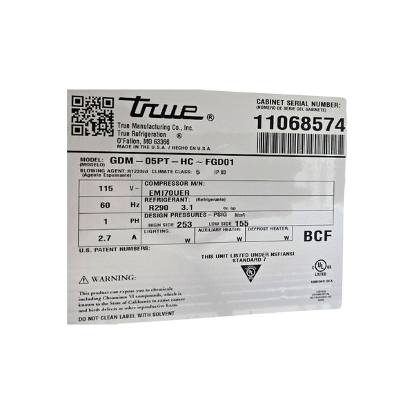 TRUE GDM-05PT-HC~FGD01 Countertop Merchandiser Pass Thru Refrigerator