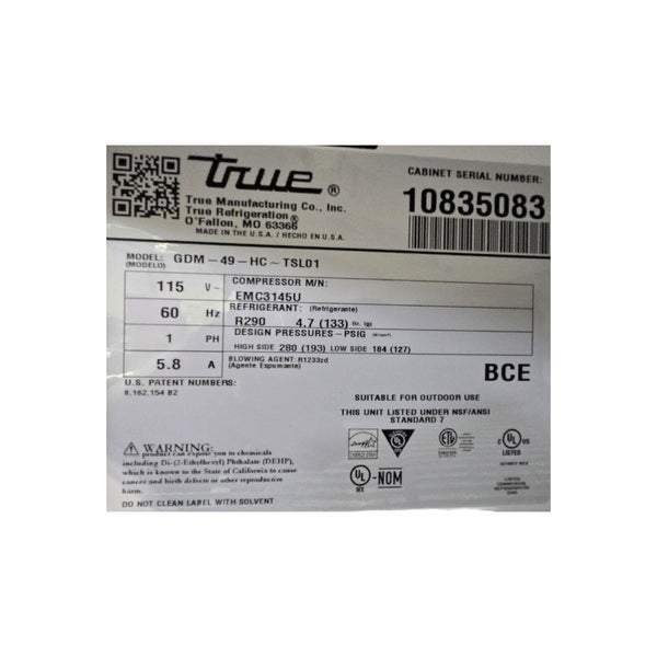 TRUE GDM-49-HC-TSL01 Upright Cooler - 2 Glass Door - 54 Inch