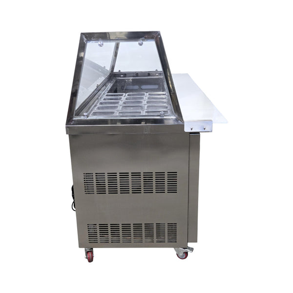 Sub- Equip CUSC-84G-2D Refrigerated Prep Table - 2 Solid Door - 2 Solid Drawers - Sneeze Guard - 84 Inch