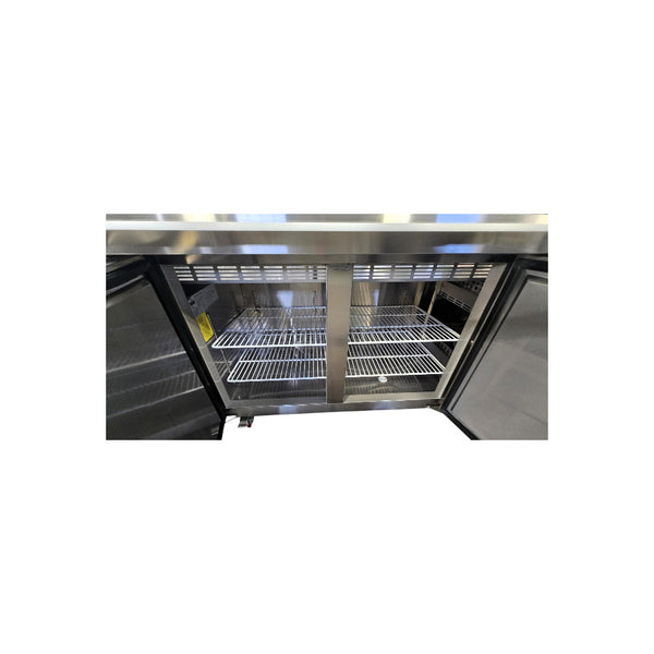 Sub-Equip CUSC-84G-2D Refrigerated Prep Table with Sneeze Guard - 84 inch