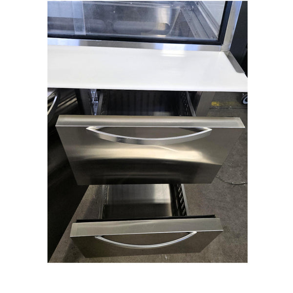 Sub- Equip CUSC-84G-2D Refrigerated Prep Table - 2 Solid Door - 2 Solid Drawers - Sneeze Guard - 84 Inch