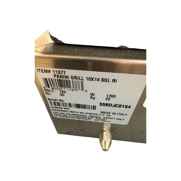 Omcan 11377 Panini Grill - Ribbed - 10 x 14