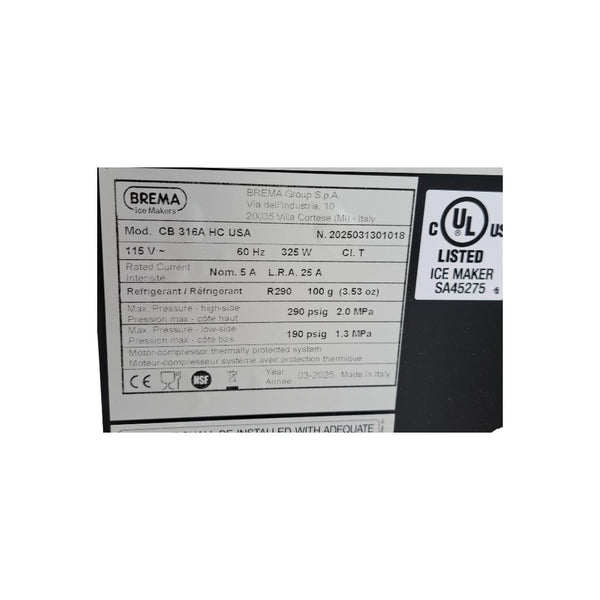Brema CB316AHCUSA Undercounter Ice Machine - 73Lbs