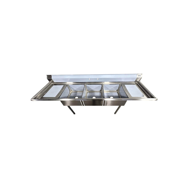 Omcan 3 Well Sink - Left and Right Drainboard - 18''