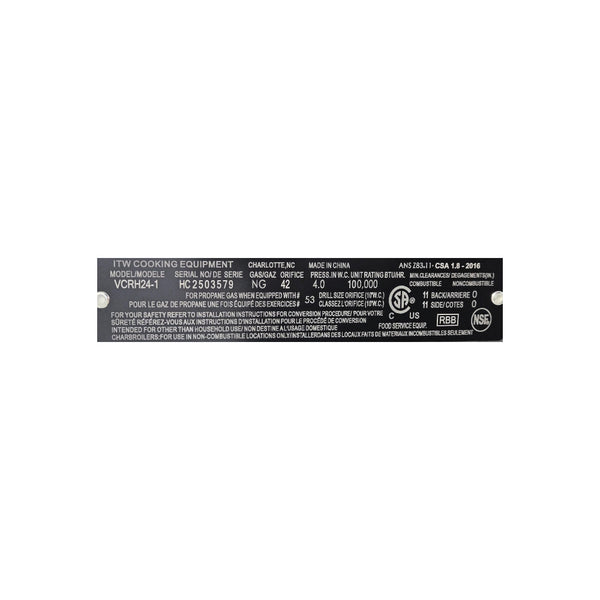 Vulcan VCRH24-1 Hotplate - 24 inch - Natural Gas