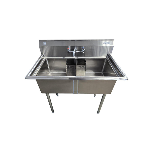 Omcan 22113 18x18x11 inch Two Tub Sink