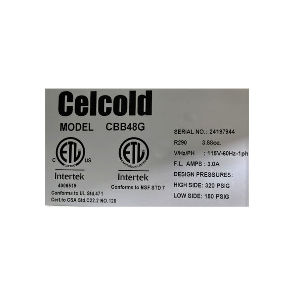 Celcold CBB48G Back Bar Cooler - 2 Glass Door - 49 Inch
