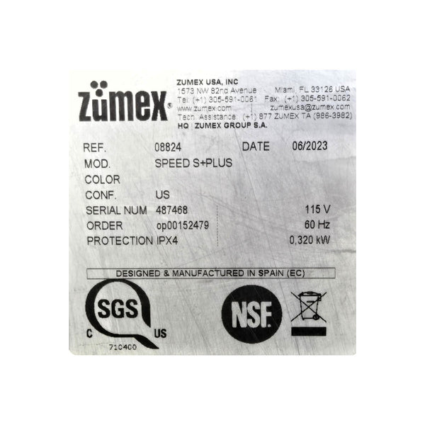 Zumex Speed S+ Juicer with Large Extraction Kit