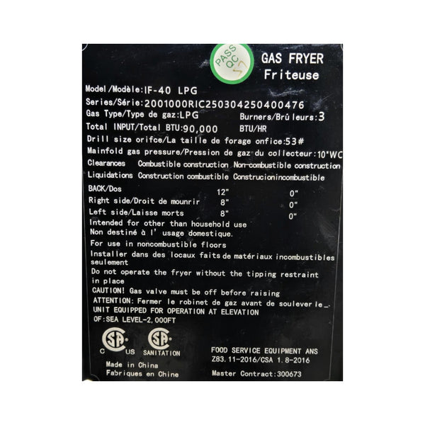 Inferno IF-40 Gas Floor Fryer