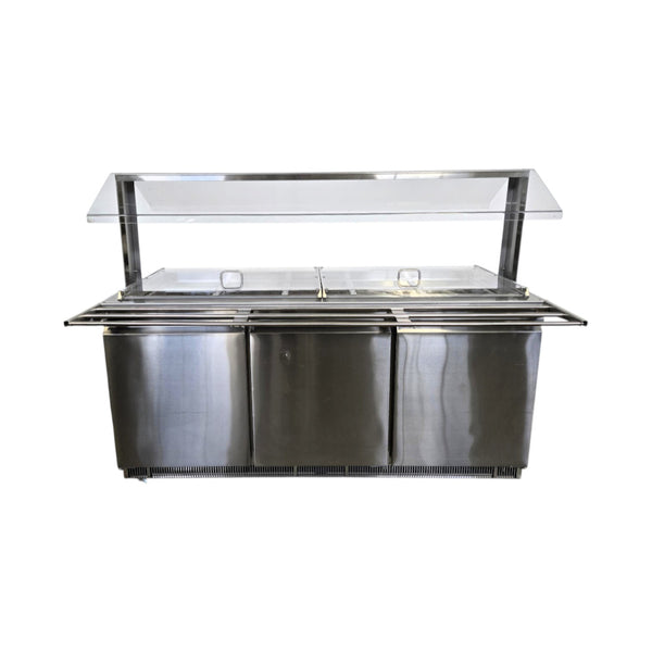 Omcan PT-CN-1778-S-HC Refrigerated Salad Bar with Sneeze Guard -3 Solid Doors - 72''