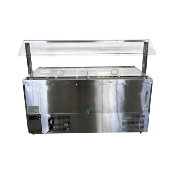Omcan PT-CN-1778-S-HC Refrigerated Salad Bar with Sneeze Guard -3 Solid Doors - 72''
