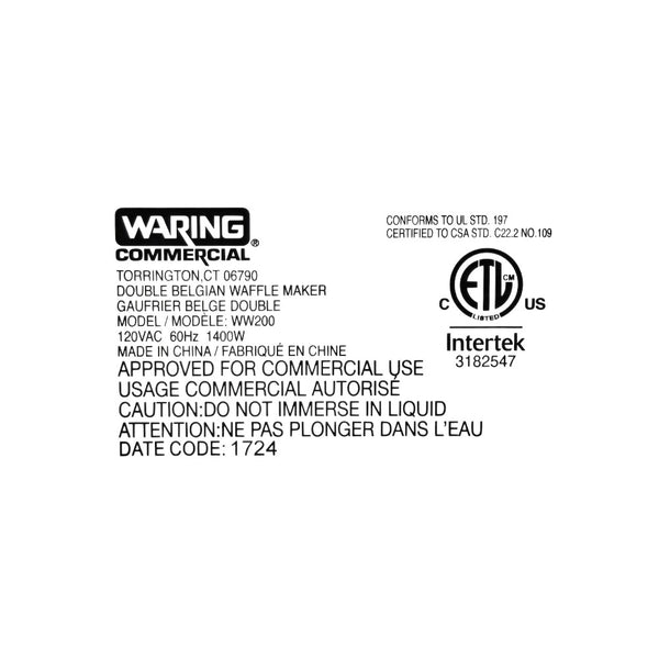 Waring WW200 Waffle Maker