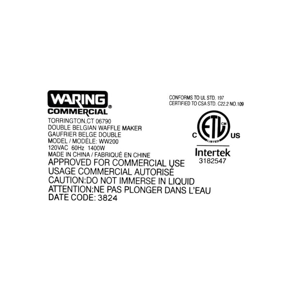 Waring WW200 Waffle Maker