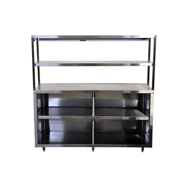 Thorinox TK0C-1860-SS Open Storage Cabinet with Double Overshelf and Hatco GRAH-54 Glo-Ray Strip Heater